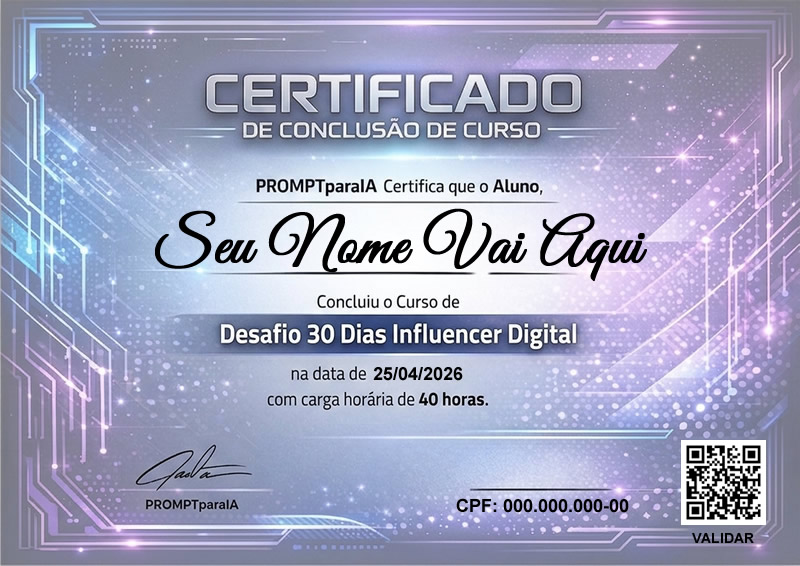 Certificado Influencer Frente
