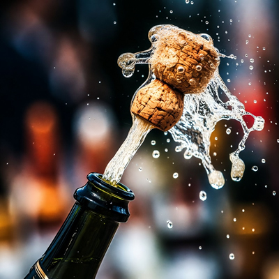 Slow motion champagne