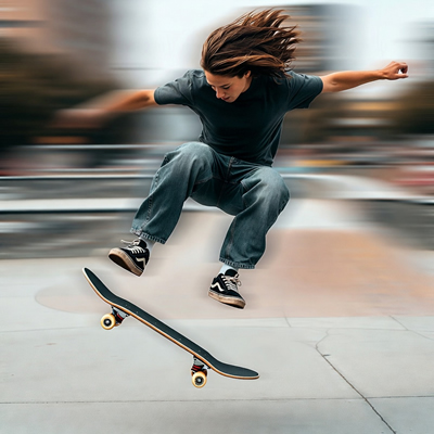 Slow motion skate trick