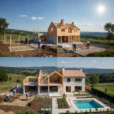 time-lapse construção de uma casa